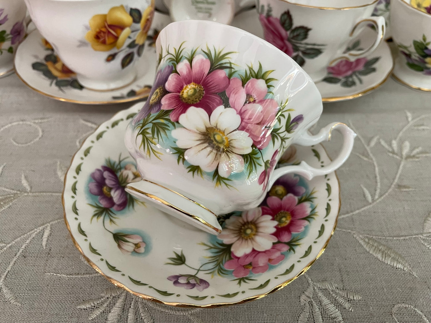 Vintage Royal Albert "Cosmos" Tea Cup & Saucer Set