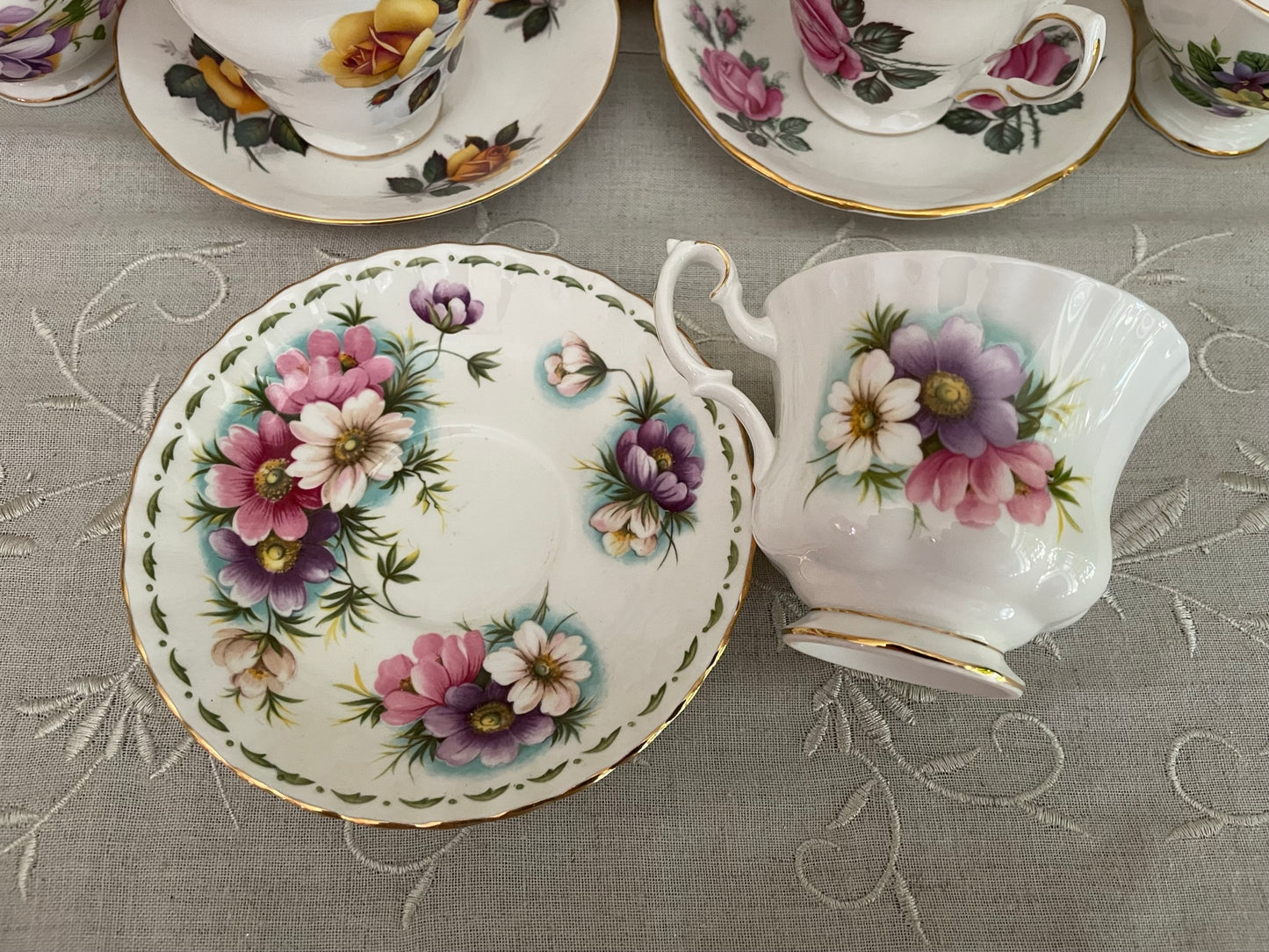 Vintage Royal Albert "Cosmos" Tea Cup & Saucer Set