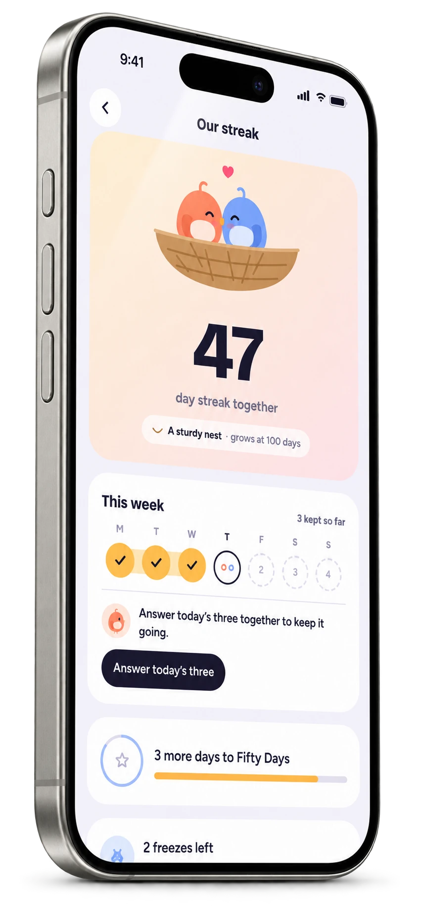 A 47-day couple streak with a nest that grows